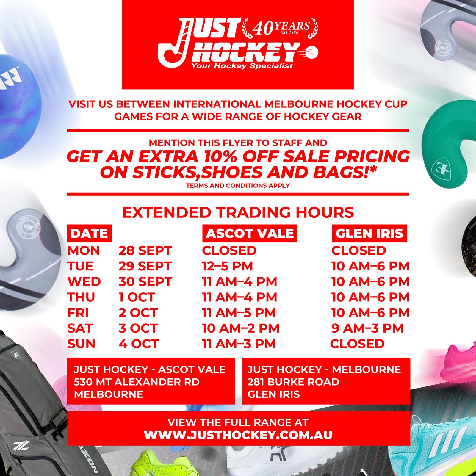 Special deals at Just Hockey during IHC Melbourne 2026
#hockey #ihcmelbourne #melbourne